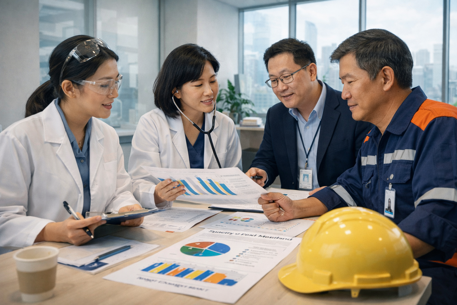 Occupational health professional in discussion
